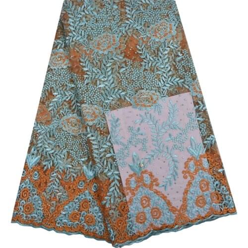 Fashion Design Beautiful African Net Lace Fabric With Plenty Stones 2018 Most Popular French Lace Fabric For Wedding Dress 1260