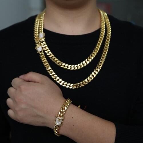 2019 latest Hip Hop Men Necklace Chains Fashion Solid Gold Color Filled Curb Cuban Long Necklace DIY Chain Charm Unisex Jewelry