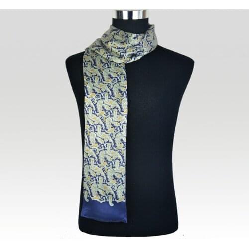 England Jacquard Print Cravat Male Double Layer Silk Satin Neckerchiefs Cashew Flowers Pure Silk Scarf Men Plaid Cachecol NWJ9