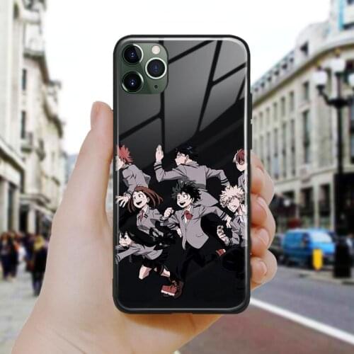 My hero academia aesthetic art Soft Silicone Glass Phone Case Cover Shell For iPhone SE 6 6s 7 8 Plus X XR XS 11 12 Mini Pro Max