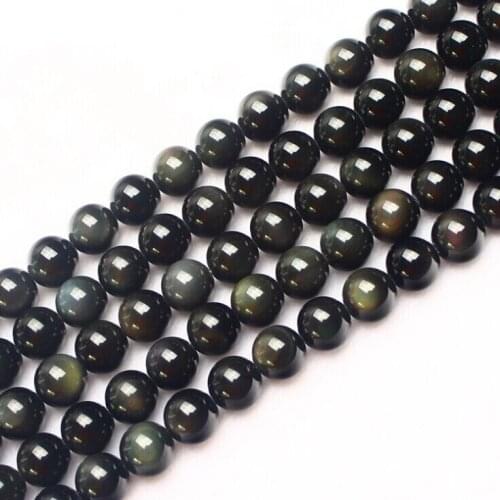Natural Rainbow Obsidian 6mm 8mm 10mm 12mm Smooth Round Stone Bead Gem stone Loose Bead Strand Grade A 3string