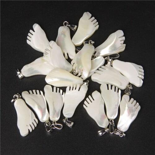 Creative Funny Handmade Feet Shape Dangle Earrings for Women Girls White Mother of Pearl Exaggerated Drop Earrings Accessories