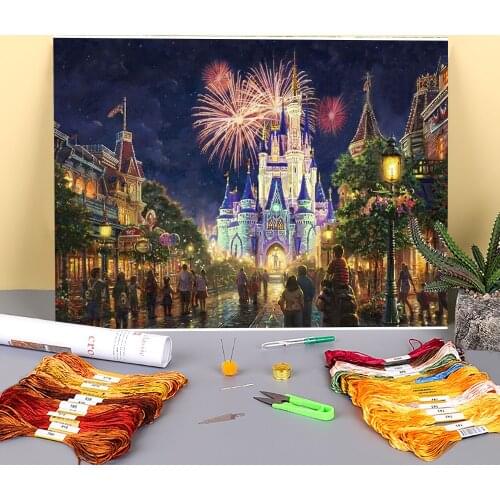 Fireworks Printed 11CT Cross-Stitch DIY Embroidery Patterns DMC Threads Craft Painting Handmade Knitting Sales Floss