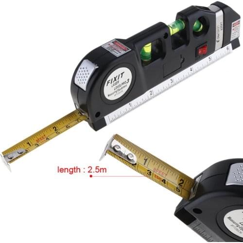 Plastic Multipurpose Horizon Vertical Measure Level Laser LV03 Aligner Bubbles Ruler Tool with Tape for Daily Life Measurement
