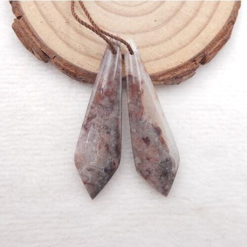 Handmade Jewelry Natural Stone Crazy Lace Rosetta Stone Gemstone Earrings For Women 41x12x4mm 5g
