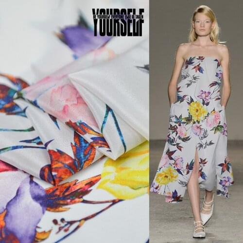 Printed natural silk fabric anti-crease crepe de chine silk fabric meter shirt dress crepe fabric wholesale silk cloth