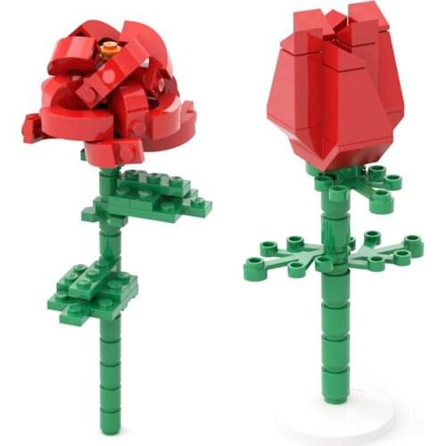 Moc DIY Simple Rose Enlighten Building Block Bricks Compatible with Assembles Particles