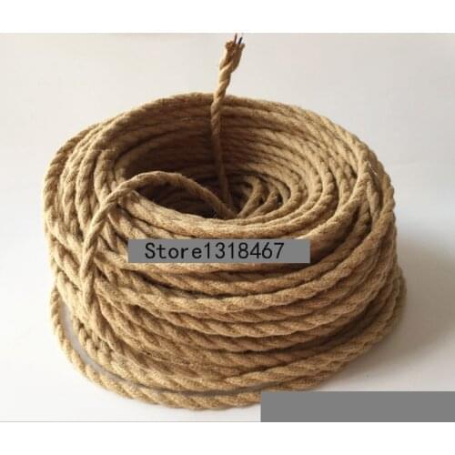 Vintage rope Twisted hemp rope braided jute rope electric Wire Cable Retro Braided Electrical Wire antique Fabric cable