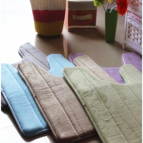 High Quality 1PC Memory Cotton Toilet Mat Carpet Anti-slip Elastic Bathroom Mat