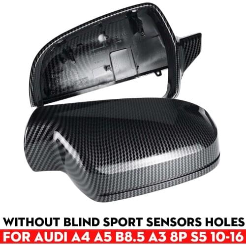 Black Side Wing Mirror Caps For Audi A4 A5 B8.5 A3 8P S5 RS5 RS4 2010-2016 Pair Rear View Mirror Cover (Glossy or Carbon Black)