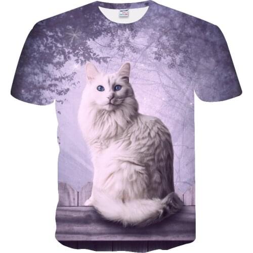 Womens t-shirts cute Cat 3D Print Short Sleeve T-Shirts O neck Shirts summer casual female T-shirt oversized T-shirt unisex