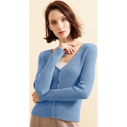 100% Cashmere Sweater Women Cardigan V-neck Natural Fabric High Quality Fashion Warm Soft Solid Winter sweaters Lady