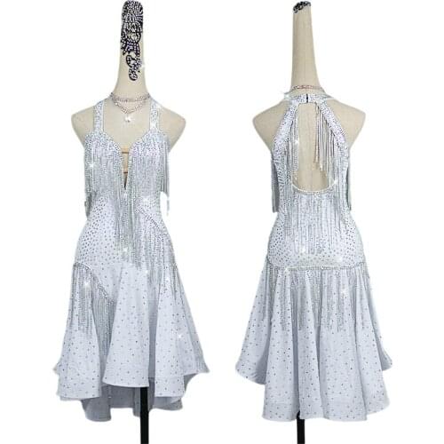 Tassel Chain Latin Dance Dress Women Performance Clothing High-grade Professional Latin Dance Skirt Female Competition Dresses