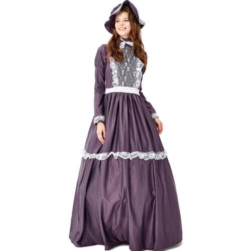 Purple Victorian Maiden Dress Civil War Ball Gown Renaissance Medieval Frontier Pioneer Dress Historical Reenactment Costume