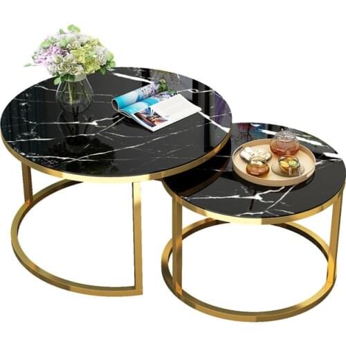 Living Room Tempered Glass Coffee Tables Nordic Light Luxury Round Side Table Kitchen Furniture Modern Combo Cafe Tea Table