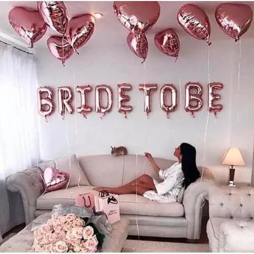 1set 16inch Rose Gold Bride To Be Letter Balloons Heart Foil Balloon Hen Party Decorations Wedding Bachelorette Party Supplies