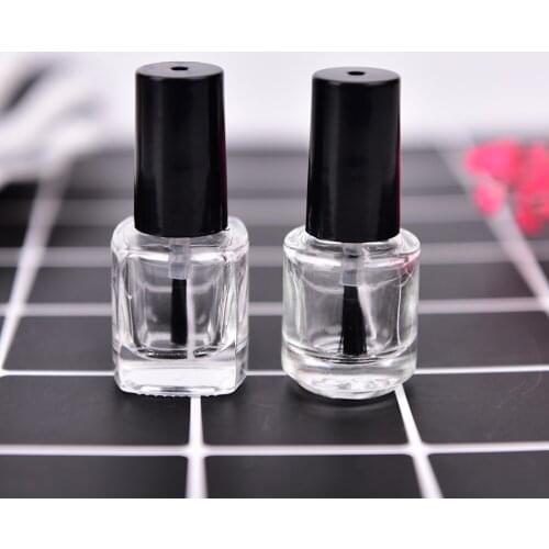 1pcs 5ML Empty Glass Nail Polish Bottle Transparent With A Lid Brush Empty Cosmetic Square Nail Oil Glass Bottles Containers