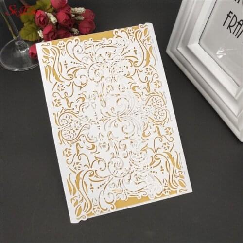 1pcs Romantic Sample Laser Cut Wedding Invitations Card Personalized Custom with Seals Wedding Supplies 6Z SH073