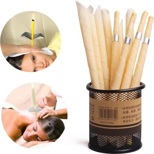 10Pcs Indiana Candling Fragrance Ear Cleaner Hopi Ear Candle Wax Remover Horn Earplug Tray Round Aromatherapy Ear Candle