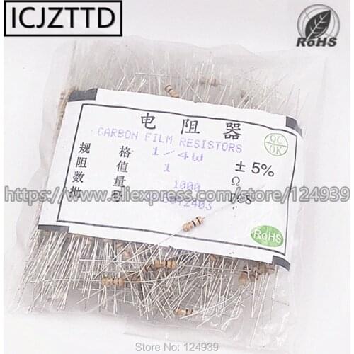 1000PCS/BAG 0.25W 5% 1/4W Carbon Film 620R 680R 750R 820R 910R 1K 1.0K 1.2K 1.5K 1.8K 2K 2.2K 2.4K 2.7K 3K 3.3K 3K3 3.6K 3K6