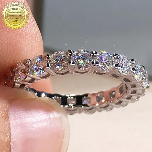 18K Au750 Gold DVVS Moissanite Diamonds 0.2 Carart Round Luxury Elegant Party Engagement Anniversary Ring