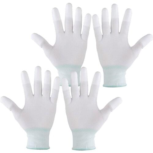 2 Pairs of White Nylon Gloves for Freehand Machines Quilter M