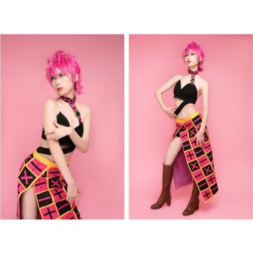 2018 JoJos Bizarre Adventure Trish Una Cosplay Costume Halloween Carnival Costumes Any Size Custom Made Wig Shoes