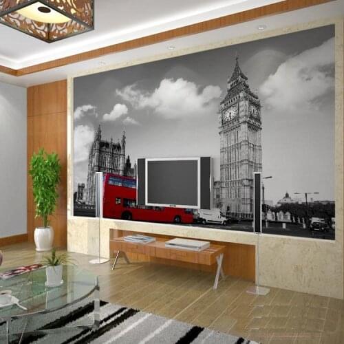 3d wall photo murals European style mural black and white BIG BEN 3d mural living room backdrop 3d mural wallpaper