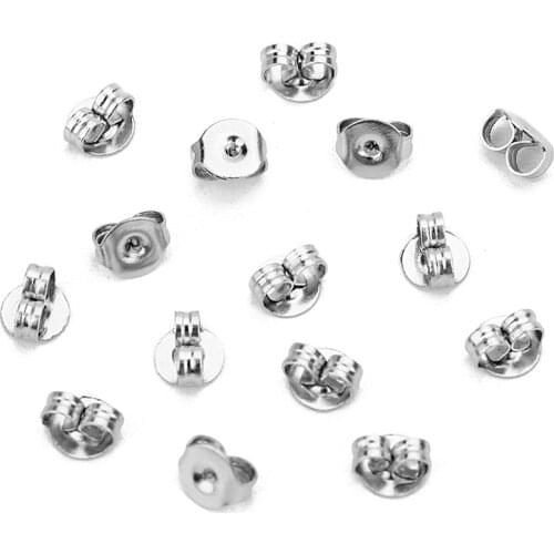4.5x5mm Silver Color Stainless Steel Nut Clutch Stud Earrings Posts & Backs Fittings Ear Stoppers Jewelry Making