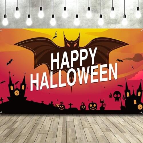 Happy Halloween Theme Banner For Indoor And Outdoor Activity Decoration Large Size 90x180cm Polyester Cloth Background Wallpaper