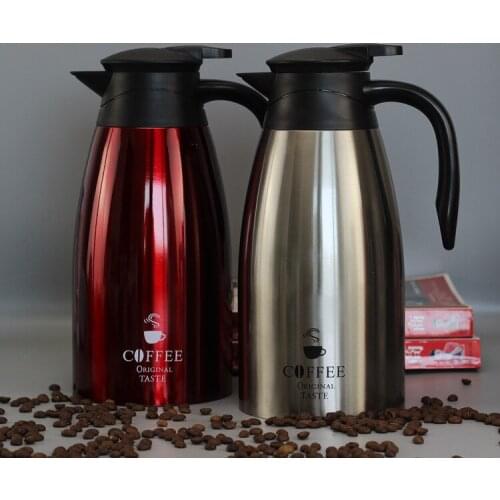 Large Stainless Steel Thermal Bottle Coffee Carafe-2L Double Wall Insulated Vacuum Flasks Thermos Jug Water Pot Travel Children