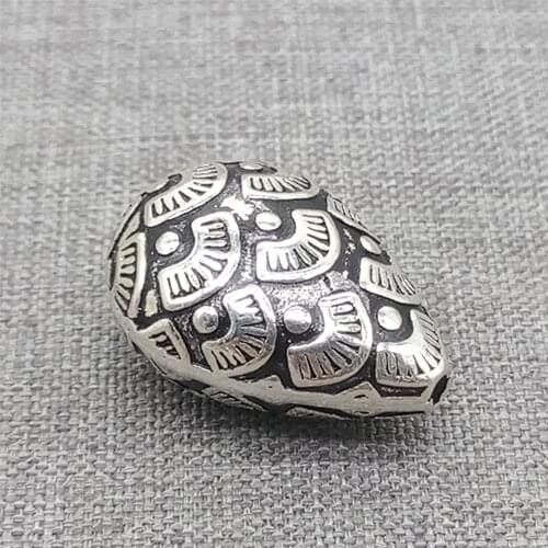 925 Sterling Silver Teardrop Shape Bead with Dragon Scale Pattern for Bracelet