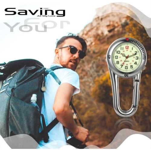 Lancardo Carabiner Watch Fluorescent Dial Luminous hands Climbing Buckle Backpack Carabiner Sports Watches Vintage Clock