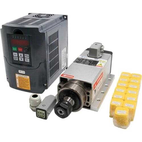 2.2kw /1.5kw air cooled spindle motor kit cnc spindle motor+220v inverter+ ER20 Square milling machine spindle