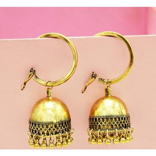 Ethnic Retro Big Circle Ethnic Hoop Turkish Bells Indian Jhumka Earrings Womens Classic Vintage Turkey Tassel Earrings Bijoux