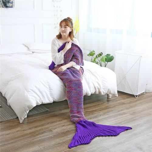 Purple Mermaid Blanket Mermaid Tail on Bed Sofa New Style Trend Adult Children Relax Sleeping Nap Blankets Birthday Gift