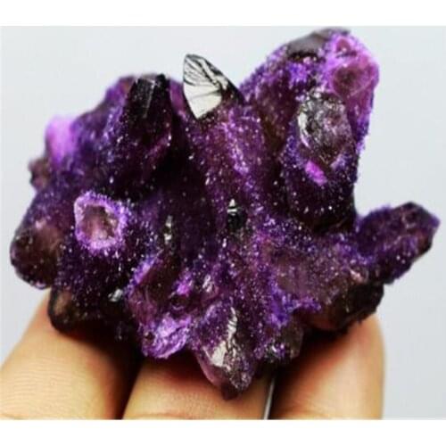 Purple crystal flowers, purple crystal cluster specimen for home collection