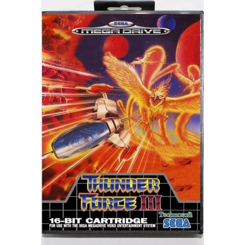 Sega MD games card - Thunder Force 3 with box for Sega MegaDrive Video Game Console 16 bit MD card