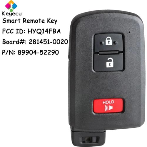 KEYECU Smart Remote Control Car Key With 3 Button P1=88 Chip - FOB for Toyota Prius C Prius V RAV4 HV RAV 4 HYQ14FBA 89904-52290