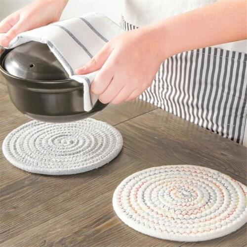 Coffee Tea Mug Pot Pads Cup Handmade Cotton Insulation Coasters Round Cotton Woven Mats Kitchen Home Decoration Accessories