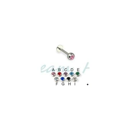 Wholesale Gem Stone Labret Piercing Lip Ring Stud For Women 16G 3mm Ball Straight 316L Surgical Steel 100pcs/lot Mixed Color