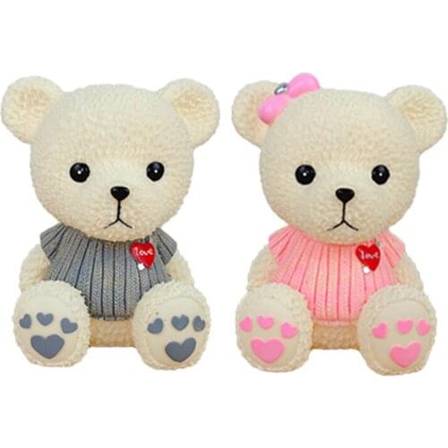 Bear Bank Resin Bear Statuette Coin Piggy Bank Childrens Toy Play House Toys Birthday Gifts