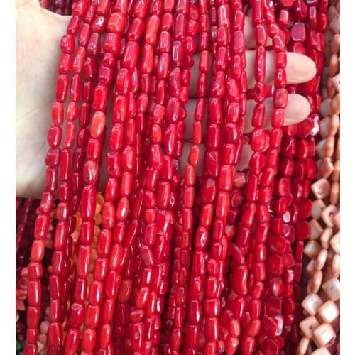 6x10mm Irregular Shape Coral Loose Beads Red Color Sold Per Strand Hole Approx 1mm DIY Jewelry for Necklace Length 15 Inch
