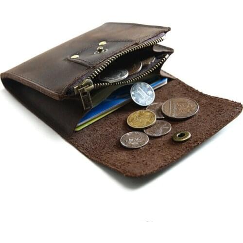 Genuine Leather Wallet for Men Vintage Handmade Leather Mens Short Hasp Small Wallets Coin Purse Card Holder Case