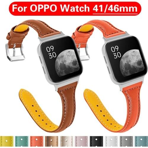Leather Watch Band for OPPO Watch 41mm 46mm Replacemet Bracelet for OPPO Smart Watch Accessories 46mm