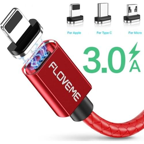 FLOVEME 3A Magnetic Micro USB Cable For iPhone Samsung Fast Charging Data Wire Cord Magnet Charger USB Type C Mobile Phone Cable
