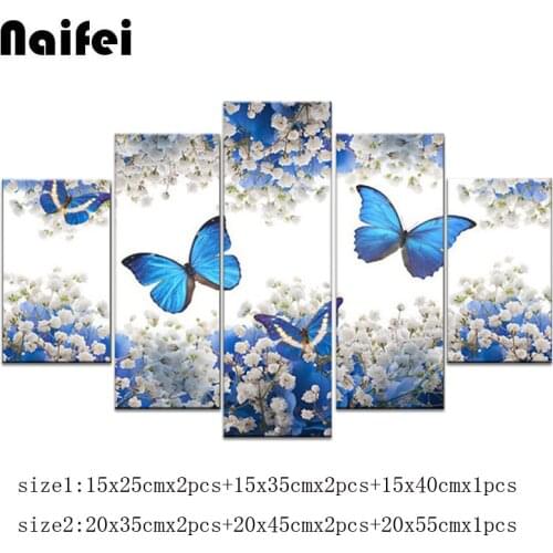 DIY Full Square Diamond Painting Butterfly Multi-picture Combination Embroidery Cross Stitch Mosaic Decor Gift 5 pcs/set