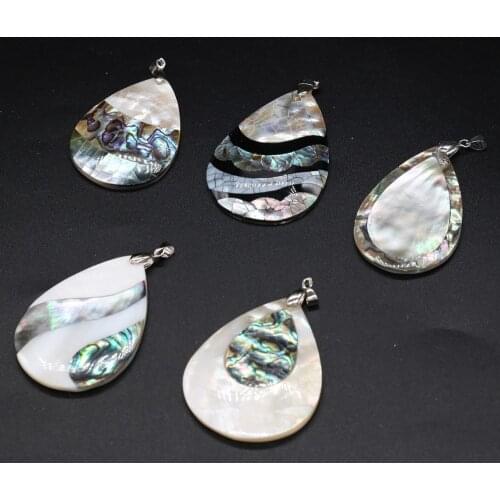 Natural Abalone Shell Pendant Water Drop Shape Mother of Pearl Shell Pendant Charm for Women DIY Jewelry Necklace Exquisite Gift