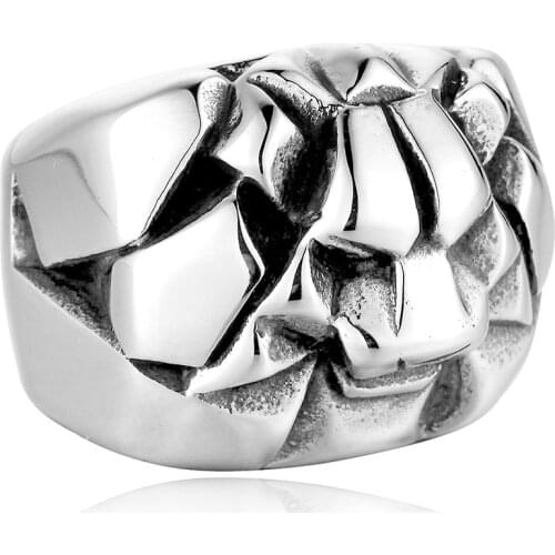 New Retro Animal Lion Head Pattern Ring Mens Silver color stainless steel Fashion Vintage Accessories Party Jewelry
