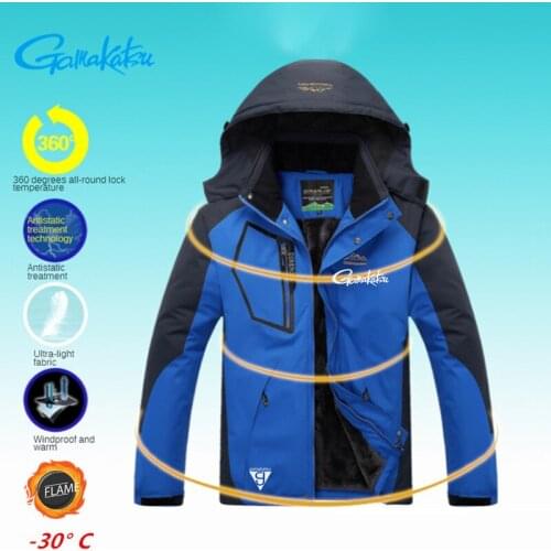 Fishing Clothes Gamakatsu Winter Mens Outdoor Mountaineering Sports Windproof Warm Fishing Jacket Camping Skiing Cold Jacket